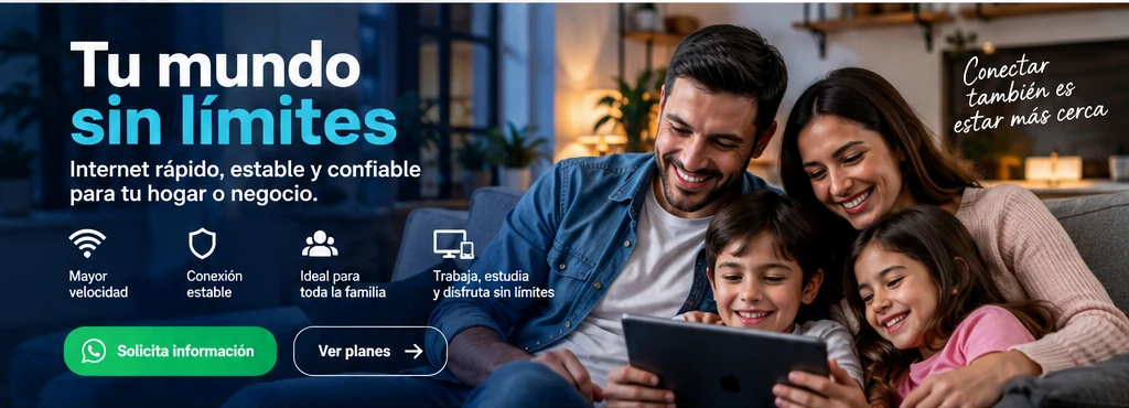 Familia disfrutando su conexión a internet